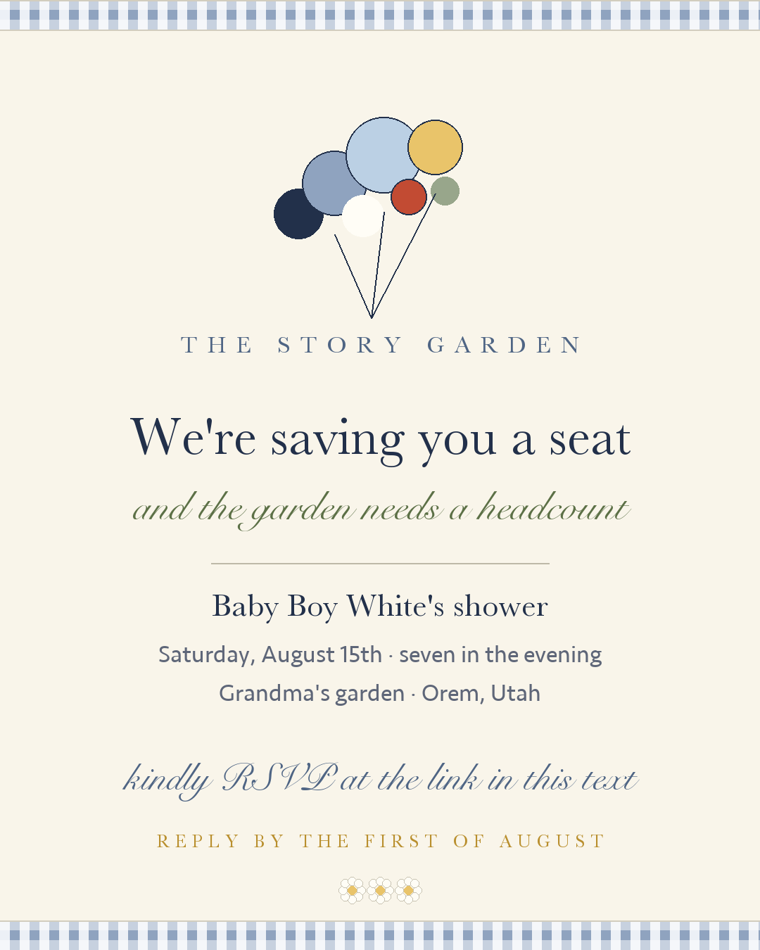 RSVP reminder card — we're saving you a seat